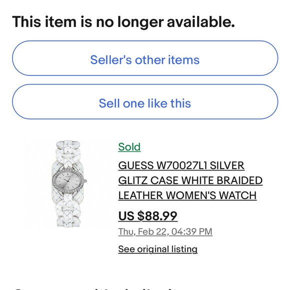 GUESS silver glitz case white "dreamweaver" braided leather women's watch - Picture 5 of 5